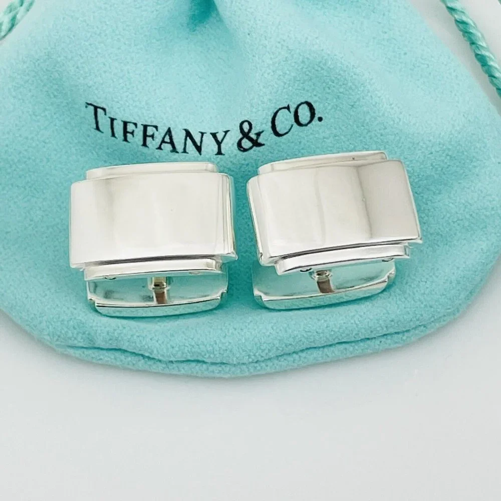 Tiffany Metropolis Cuff Links in Sterling Silver Engravable